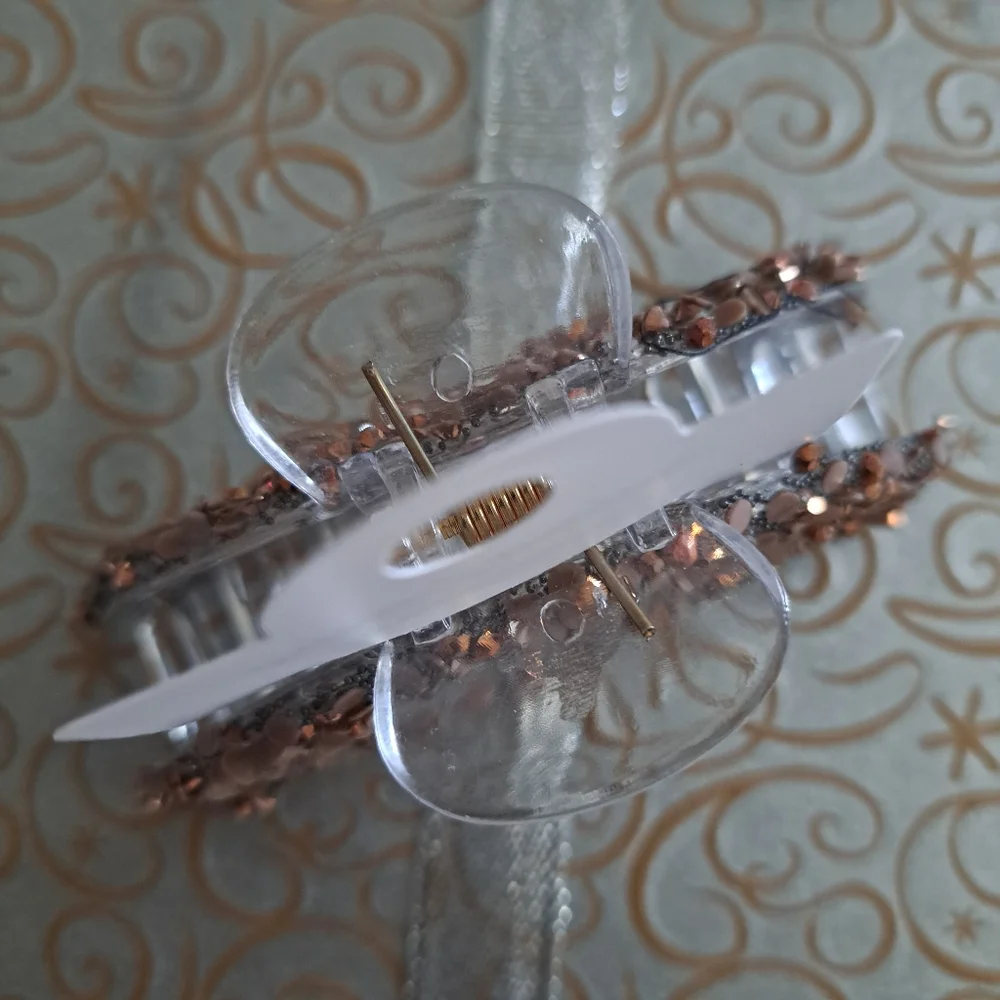 Fashion Jewelry Tan Copper Rhinestone Hair Clip New